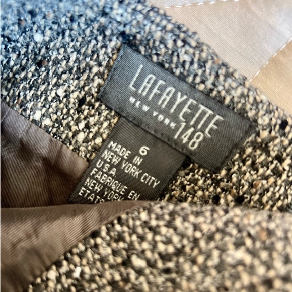 Lafayette 148 Gray Tweed Wool Knee Length Pencil Skirt - Picture 4 of 5